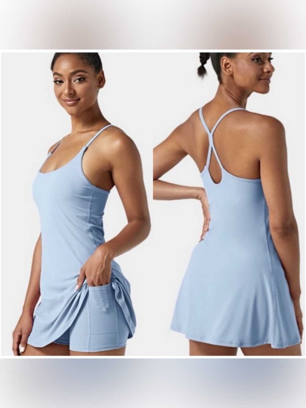 NWT Halara In My Feels Sky Blue Athletic Mini Dress Plus Size 2X  Tik Tok Dress